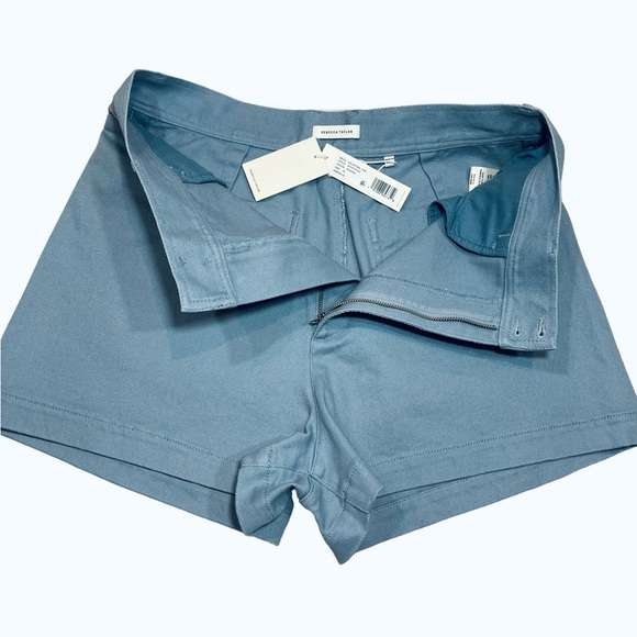 NEW Rebecca Taylor Shorts High Waist Chino Twill Blue Cotton Short Size 10 - Picture 6 of 16